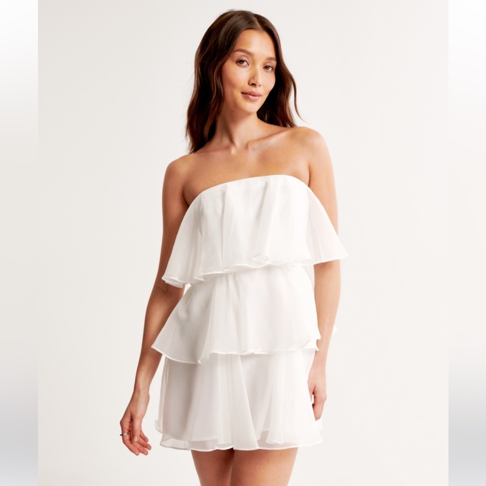 Abercrombie Organza Tiered Strapless Mini Dress